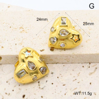GEE002636bhia-066  316 Pin 18K PVD Czech Stones & Zircon,Handmade Polished  Stainless Steel Earrings  BC25070217E-WT  nostock