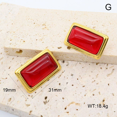 GEE002640bhia-066  316 Pin 18K PVD Agate,Handmade Polished  Stainless Steel Earrings  BC25060170E-RD  nostock