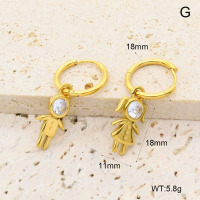 GEE002643bhia-066  316 Pin 18K PVD Zircon,Handmade Polished  Stainless Steel Earrings  BC25050084E-WT  nostock