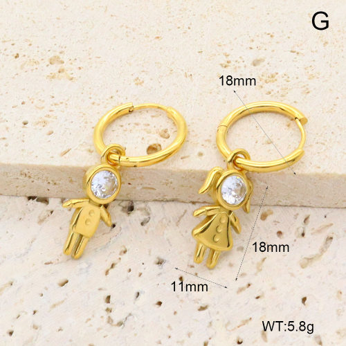 GEE002643bhia-066  316 Pin 18K PVD Zircon,Handmade Polished  Stainless Steel Earrings  BC25050084E-WT  nostock