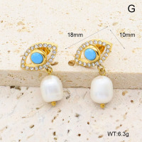 GEE002644bhia-066  316 Pin 18K PVD Czech Stones & Cultured Freshwater Pearls,Handmade Polished  Stainless Steel Earrings  BC24070565E-P  nostock