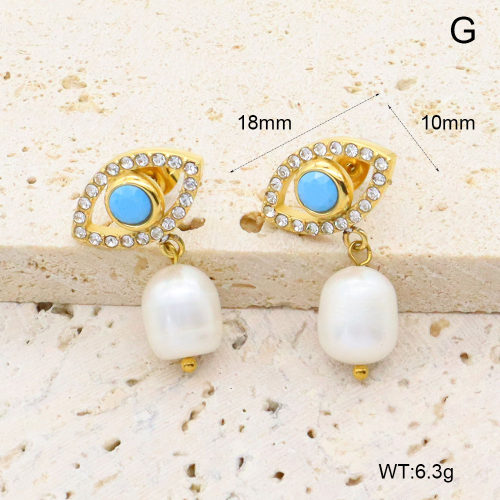 GEE002644bhia-066  316 Pin 18K PVD Czech Stones & Cultured Freshwater Pearls,Handmade Polished  Stainless Steel Earrings  BC24070565E-P  nostock