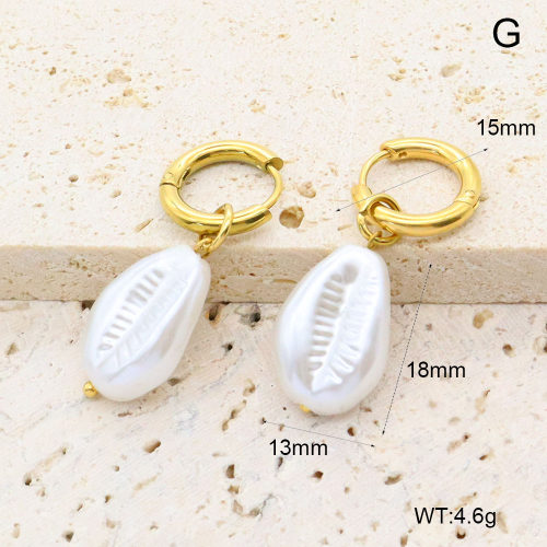 GEE002646bhva-066  316 Pin 18K PVD Resin Imitation Pearls ,Handmade Polished  Stainless Steel Earrings  BC25070209E-1  nostock