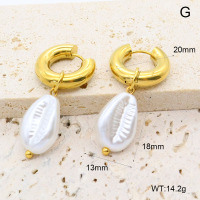 GEE002647bhva-066  316 Pin 18K PVD Resin Imitation Pearls ,Handmade Polished  Stainless Steel Earrings  BC25070210E-1  nostock