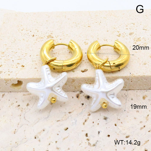 GEE002649bhva-066  316 Pin 18K PVD Resin Imitation Pearls ,Handmade Polished  Stainless Steel Earrings  BC25070210E-3  nostock
