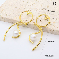 GEE002650bhva-066  316 Pin 18K PVD Resin Imitation Pearls ,Handmade Polished  Stainless Steel Earrings  BC25060131E  nostock