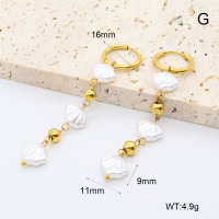 GEE002652bhia-066  316 Pin 18K PVD Resin Imitation Pearls ,Handmade Polished  Stainless Steel Earrings  BC25070211E  nostock