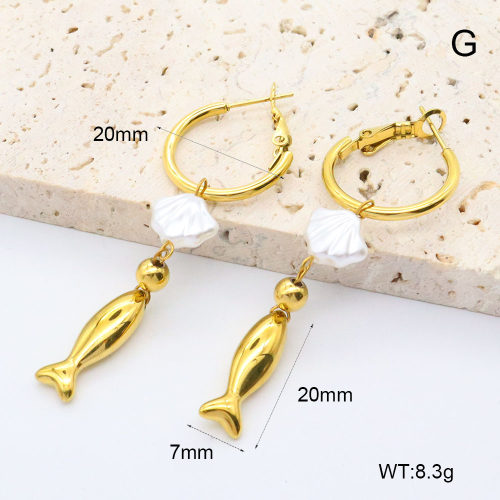GEE002657vhkb-066  316 Pin 18K PVD Resin Imitation Pearls ,Handmade Polished  Stainless Steel Earrings  BC25050083E  nostock