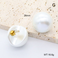 GEE002660bhia-066  316 Pin 18K PVD Resin Imitation Pearls  Stainless Steel Earrings  BC25070193E  nostock