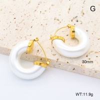 GEE002661vhkb-066  316 Pin 18K PVD Resin Imitation Pearls ,Handmade Polished  Stainless Steel Earrings  BC25060167E-P    nostock