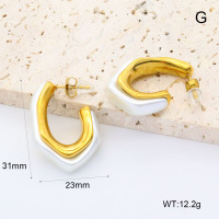 GEE002664bhia-066  316 Pin 18K PVD Resin Imitation Pearls ,Handmade Polished  Stainless Steel Earrings  BC24110555E-P    nostock