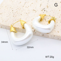 GEE002668vhkb-066  316 Pin 18K PVD Resin Imitation Pearls ,Handmade Polished  Stainless Steel Earrings  BC24080575E-P    nostock