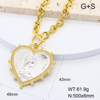 GEN002050ahlv-066  18K PVD Czech Stones,Handmade Polished  Stainless Steel Necklace  BC25040084N-PS    nostock