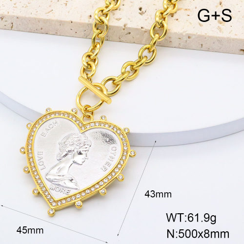 GEN002050ahlv-066  18K PVD Czech Stones,Handmade Polished  Stainless Steel Necklace  BC25040084N-PS    nostock