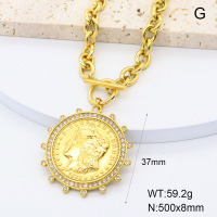 GEN002051vhkb-066  18K PVD Czech Stones,Handmade Polished  Stainless Steel Necklace  BC25040080N    nostock