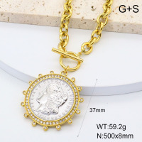 GEN002052ahlv-066  18K PVD Czech Stones,Handmade Polished  Stainless Steel Necklace  BC25040080N-PS    nostock