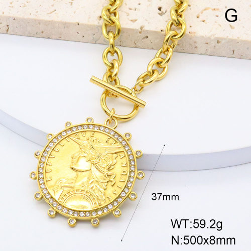 GEN002053vhkb-066  18K PVD Czech Stones,Handmade Polished  Stainless Steel Necklace  BC25040082N    nostock