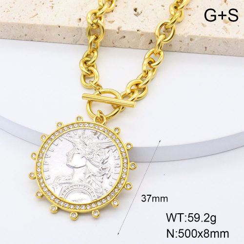 GEN002054ahlv-066  18K PVD Czech Stones,Handmade Polished  Stainless Steel Necklace  BC25040082N-PS    nostock