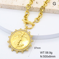 GEN002055vhkb-066  18K PVD Czech Stones,Handmade Polished  Stainless Steel Necklace  BC25040081N    nostock