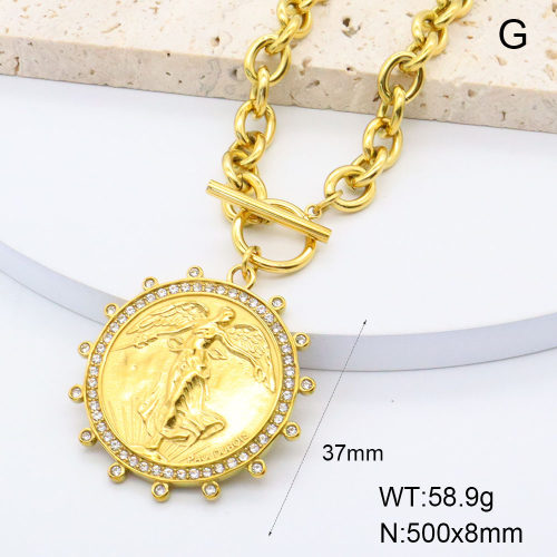 GEN002055vhkb-066  18K PVD Czech Stones,Handmade Polished  Stainless Steel Necklace  BC25040081N    nostock