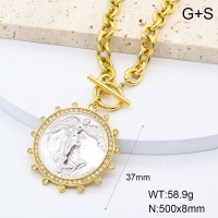 GEN002056ahlv-066  18K PVD Czech Stones,Handmade Polished  Stainless Steel Necklace  BC25040081N-PS    nostock