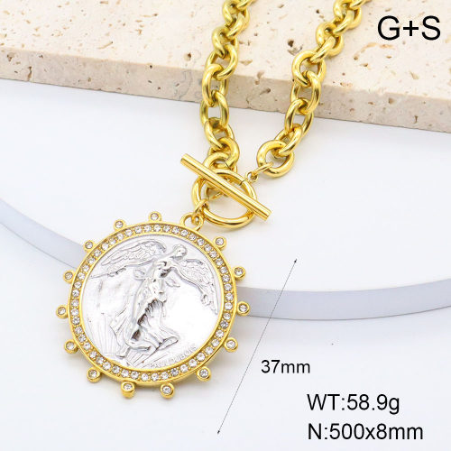 GEN002056ahlv-066  18K PVD Czech Stones,Handmade Polished  Stainless Steel Necklace  BC25040081N-PS    nostock