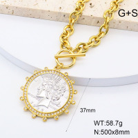 GEN002058ahlv-066  18K PVD Czech Stones,Handmade Polished  Stainless Steel Necklace  BC25040086N-PS    nostock