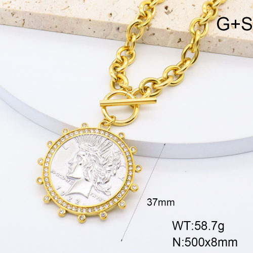 GEN002058ahlv-066  18K PVD Czech Stones,Handmade Polished  Stainless Steel Necklace  BC25040086N-PS    nostock