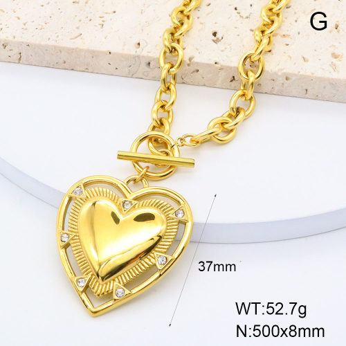 GEN002060vhkb-066  18K PVD Czech Stones,Handmade Polished  Stainless Steel Necklace  BC25040021N    nostock