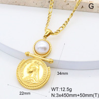 GEN002061bhva-066  18K PVD Resin Imitation Pearls,Handmade Polished  Stainless Steel Necklace  BC25040089N-P    nostock