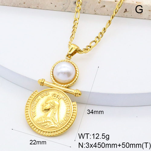 GEN002061bhva-066  18K PVD Resin Imitation Pearls,Handmade Polished  Stainless Steel Necklace  BC25040089N-P    nostock