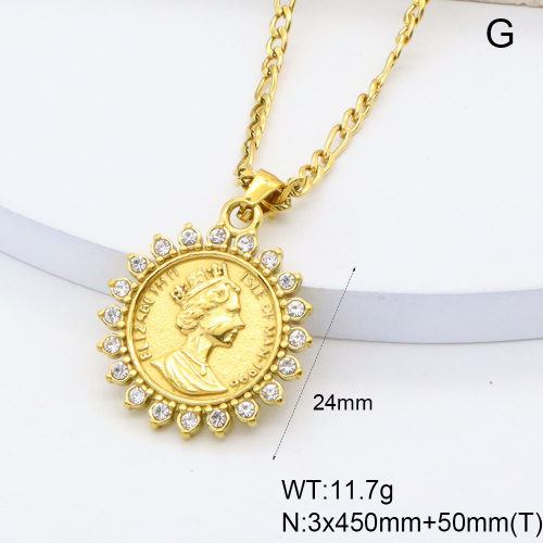 GEN002062bhva-066  18K PVD Czech Stones,Handmade Polished  Stainless Steel Necklace  BC25040083N    nostock