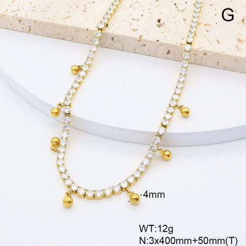 GEN002076biib-066  18K PVD Zircon,Handmade Polished  Stainless Steel Necklace  BC25050026N    nostock