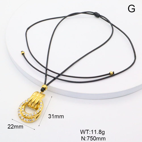 GEN002077vhha-066  18K PVD Czech Stones,Handmade Polished  Stainless Steel Necklace  BC24040841N    nostock