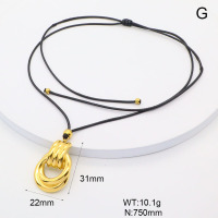 GEN002078bhva-066  18K PVD Czech Stones,Handmade Polished  Stainless Steel Necklace  BC24080001N    nostock