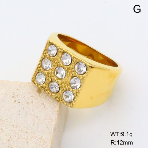 GER001425bhia-066  6-8#  18K PVD Czech Stones,Handmade Polished  Stainless Steel Ring  BC24040842R-WT    nostock