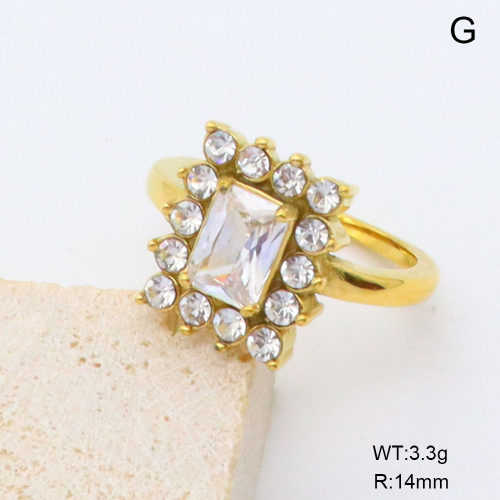 GER001426bhia-066  6-8#  18K PVD Czech Stones & Zircon,Handmade Polished  Stainless Steel Ring  BC24040843R-WT    nostock