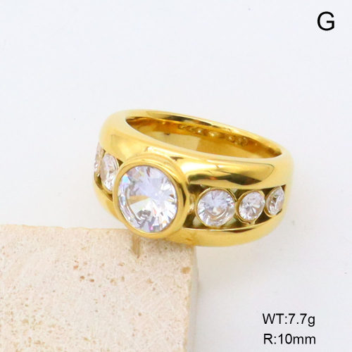 GER001427bhia-066  6-8#  18K PVD Czech Stones & Zircon,Handmade Polished  Stainless Steel Ring  BC24040844R-WT    nostock