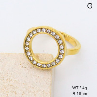 GER001428bhia-066  6-8#  18K PVD Czech Stones & Zircon,Handmade Polished  Stainless Steel Ring  BC25050025R-WT    nostock