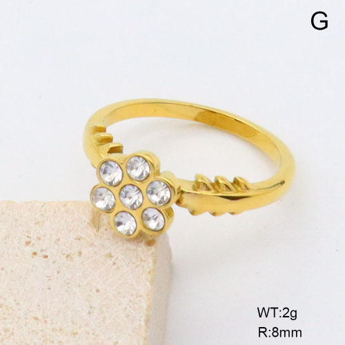 GER001429bhia-066  6-8#  18K PVD Czech Stones,Handmade Polished  Stainless Steel Ring  BC24040845R-WT    nostock