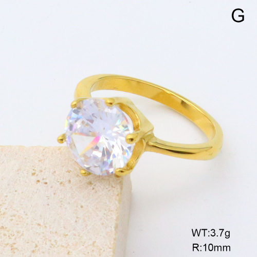 GER001431bhia-066  6-8#  18K PVD Czech Stones,Handmade Polished  Stainless Steel Ring  BC25020008R-WT    nostock