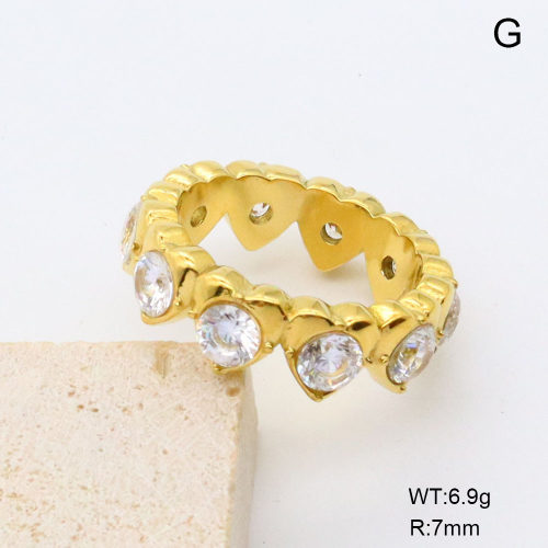 GER001432bhia-066  6-8#  18K PVD Czech Stones,Handmade Polished  Stainless Steel Ring  BC24040847R-WT    nostock