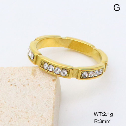 GER001433bhia-066  6-8#  18K PVD Czech Stones,Handmade Polished  Stainless Steel Ring  BC24040848R-WT    nostock