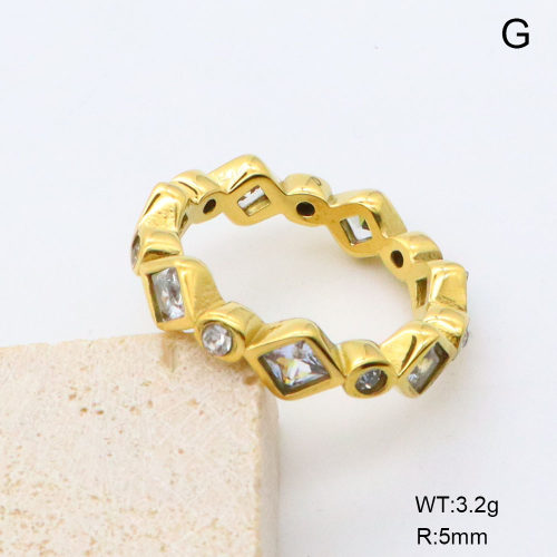 GER001434bhia-066  6-8#  18K PVD Czech Stones & Zircon,Handmade Polished  Stainless Steel Ring  BC24040851R-WT    nostock