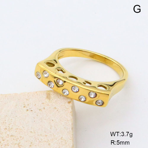 GER001436bhia-066  6-8#  18K PVD Czech Stones,Handmade Polished  Stainless Steel Ring  BC24040849R-WT    nostock