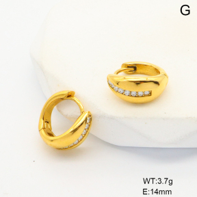 6E4004428bhhm-G034  316 SS PVD Czech Stones,Handmade Polished  Stainless Steel Earrings
