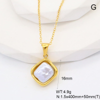 GEN001880bbov-066  Plastic Imitation Pearls,Handmade Polished  Stainless Steel Necklace