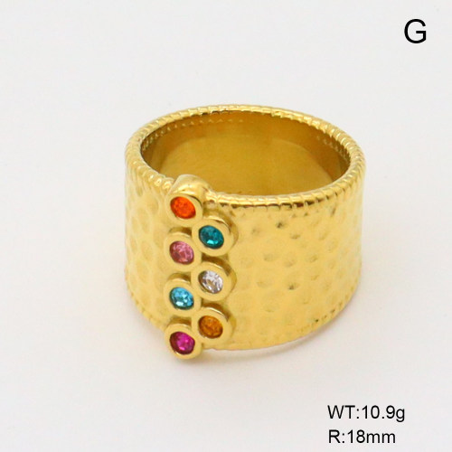 GER001345bhia-066  6-8#  Czech Stones,Handmade Polished  Stainless Steel Ring