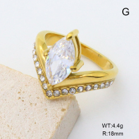 GER001443ahjb-066  6-8#  18K PVD Czech Stones & Zircon,Handmade Polished  Stainless Steel Ring  BC25060119R-WT  nostock
