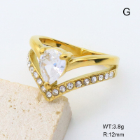 GER001447ahjb-066  6-8#  18K PVD Czech Stones & Zircon,Handmade Polished  Stainless Steel Ring  BC25060120R-WT  nostock